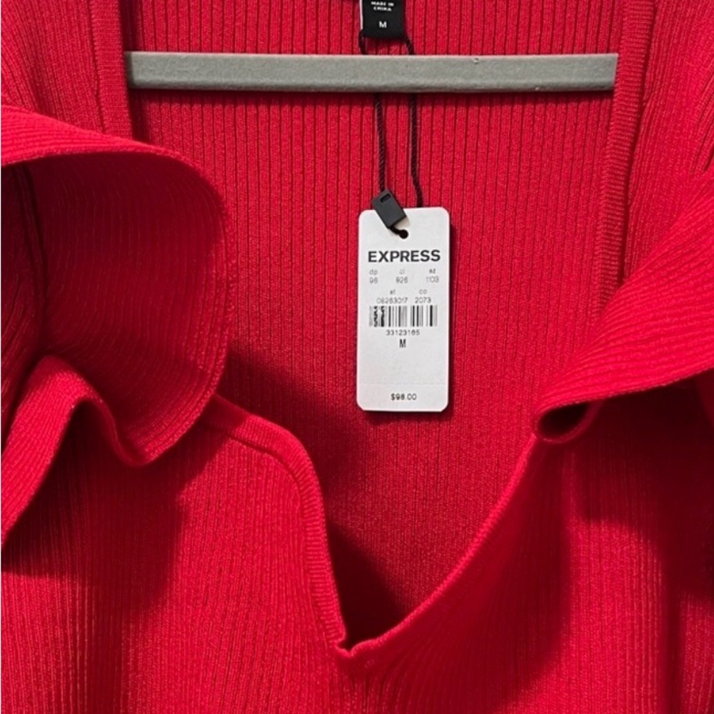 Express Vibrant Red Ruffle Blouse - Picture 4 of 5